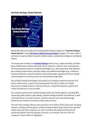 Synthetic Biology: Global Markets
