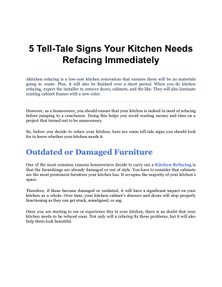 5 Tell-Tale Signs Your Kitchen Needs Refacing Immediately