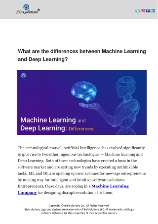 What are the differences between Machine Learning and Deep Learning