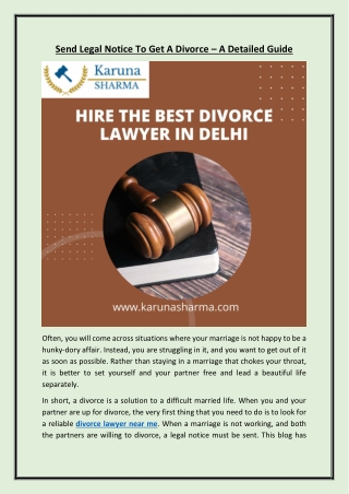 Send Legal Notice To Get A Divorce – A Detailed Guide