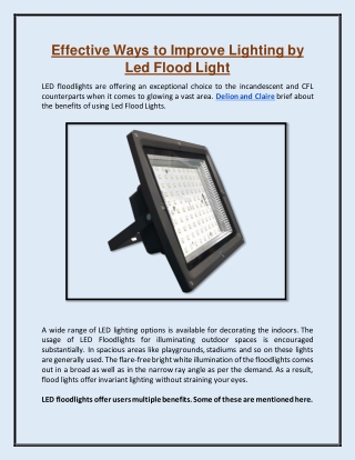 Effective Ways to Improve Lighting by Led Flood Light
