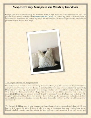 Inexpensive Way To Improve The Beauty of Your Room