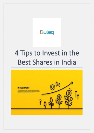 4 Tips to Invest in the Best Shares in India