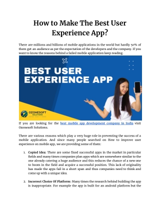 How to Make The Best User Experience App_