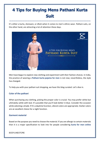 4 Tips for Buying Mens Pathani Kurta Suit