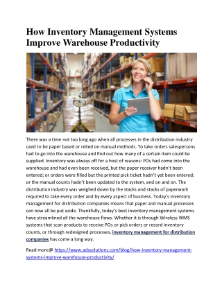 How Inventory Management Systems Improve Warehouse Productivity