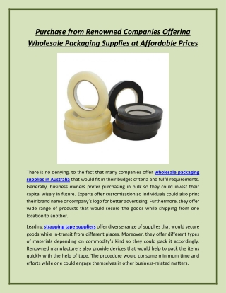 Purchase from Renowned Companies Offering Wholesale Packaging Supplies at Affordable Prices