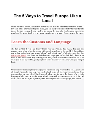 The 5 Ways to Travel Europe Like a Local