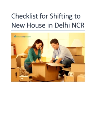 Checklist for Shifting to New House in Delhi NCR