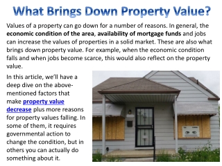 What Brings Down Property Value?