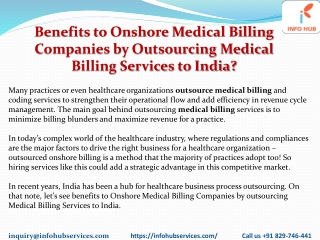 Benefits to Onshore Medical billing companies By Outsourcing Medical Billing Services india