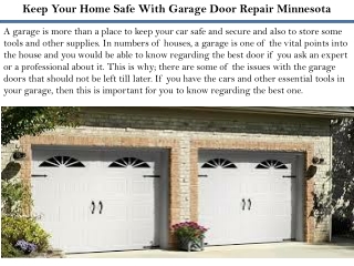Keep Your Home Safe With Garage Door Repair Minnesota
