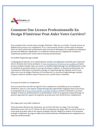 Comment Une Licence Professionnelle En Design D’intérieur Peut Aider Votre Carrière