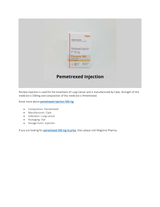 Pemetrexed injection 500 mg