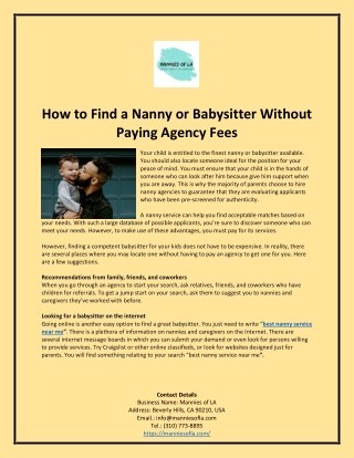 How to Find a Nanny or Babysitter Without Paying Agency Fees