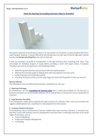 How Do Startup Consulting Services Help in Growth