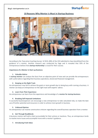 10 Reasons Why Mentor is Must in Startup Business