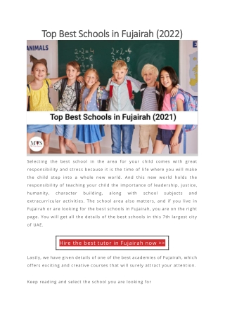 Top Best Schools in Fujairah (2022)