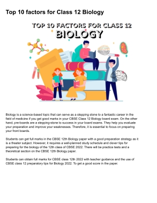 Top 10 factors for Class 12 Biology