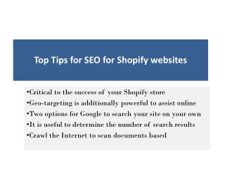 Top Tips for SEO for Shopify websites