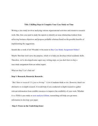 5 Killing Steps to Complete Your Case Study on Time