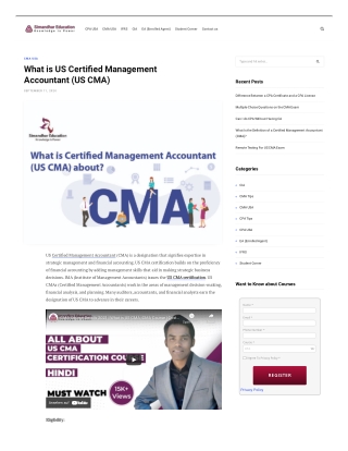 What is US Certified Management Accountant (US CMA)