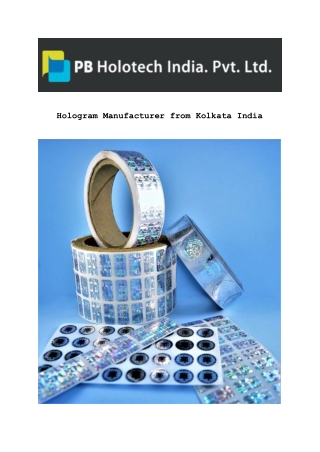 Hologram Manufacturer from Kolkata India