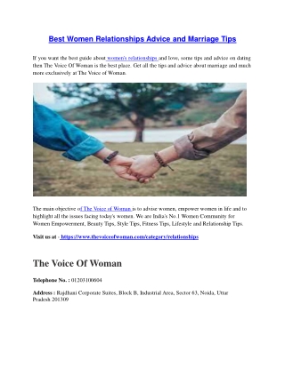 Best Women Relationships Advice and Marriage Tips