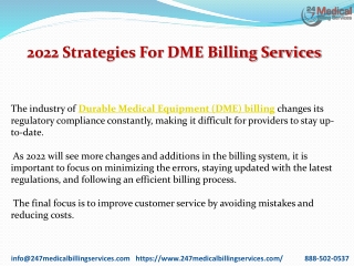 2022 Strategies For DME Billing Services