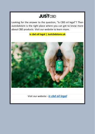 is cbd oil legal Justcbdstore.uk