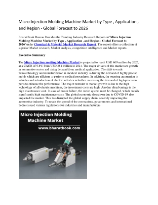 Micro Injection Molding Machine Market by Type , Application , and Region - Global Forecast to 2026-converted