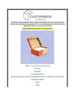 Custom Cardboard Online Jakarta  Customboxid.com