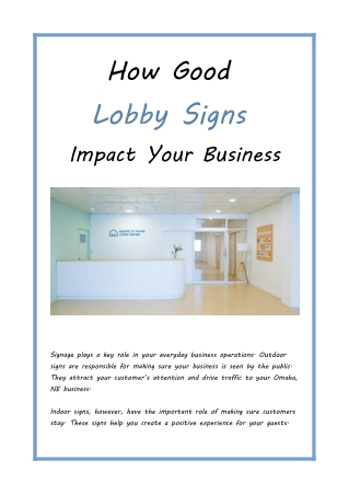 How Good Lobby Signs Impact Your Business