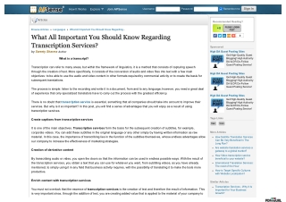 What All Important You Should Know Regarding Transcription Services