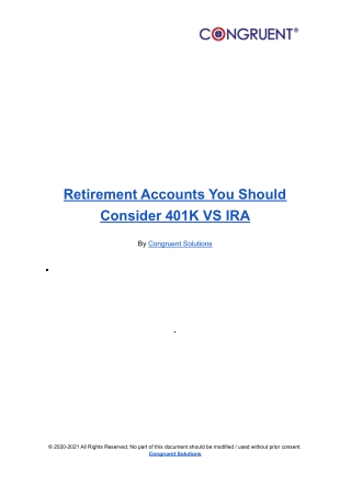 Retirement Accounts You Should Consider 401K VS IRA