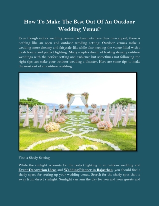 How to Make the Best out of an Outdoor Wedding Venue