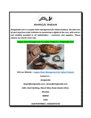 Supply Chain Management For Indian Products  Amigaindia.com