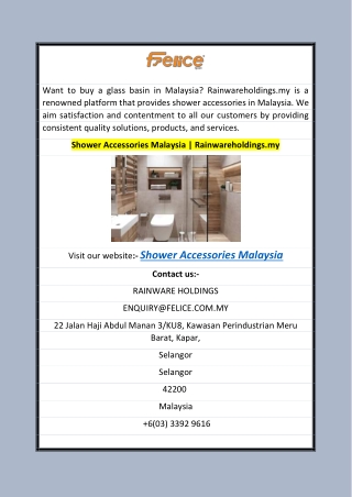 Shower Accessories Malaysia  Rainwareholdings.my