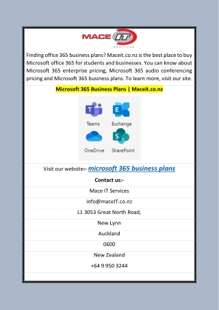 Microsoft 365 Business Plans  Maceit.co.nz