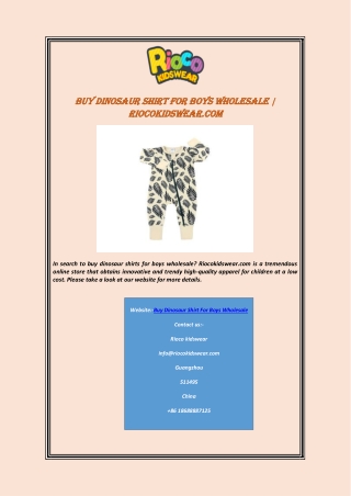 Buy Dinosaur Shirt For Boys Wholesale | Riocokidswear.com
