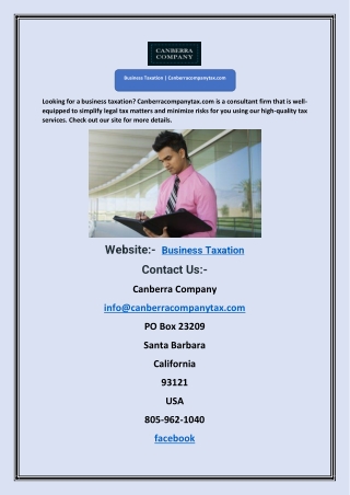 Business Taxation | Canberracompanytax.com