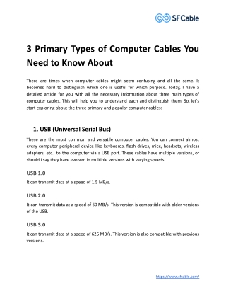 3 Primary Types of Computer Cables You Need to Know About