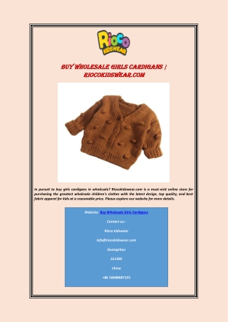 Buy Wholesale Girls Cardigans | Riocokidswear.com