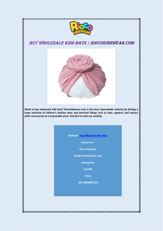 Buy Wholesale Kids Hats | Riocokidswear.com