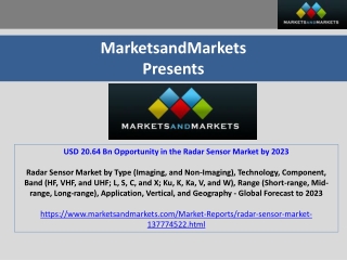 USD 20.64 Bn Opportunity in the Radar Sensor Market by 2023