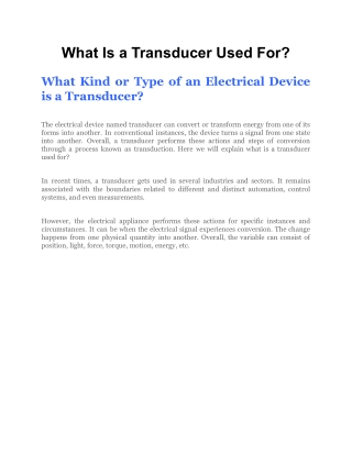 What Is a Transducer Used For_