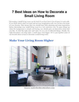 7 Best Ideas on How to Decorate a Small Living Room