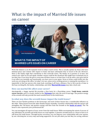 Impact of Married life issues on career
