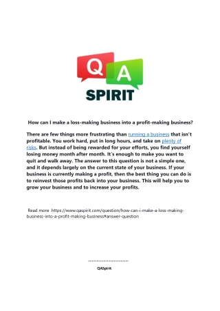 How can I make a loss-making business into a profit-making business-converted
