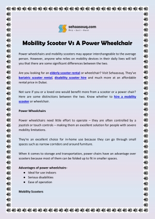 Mobility Scooter Vs A Power Wheelchair